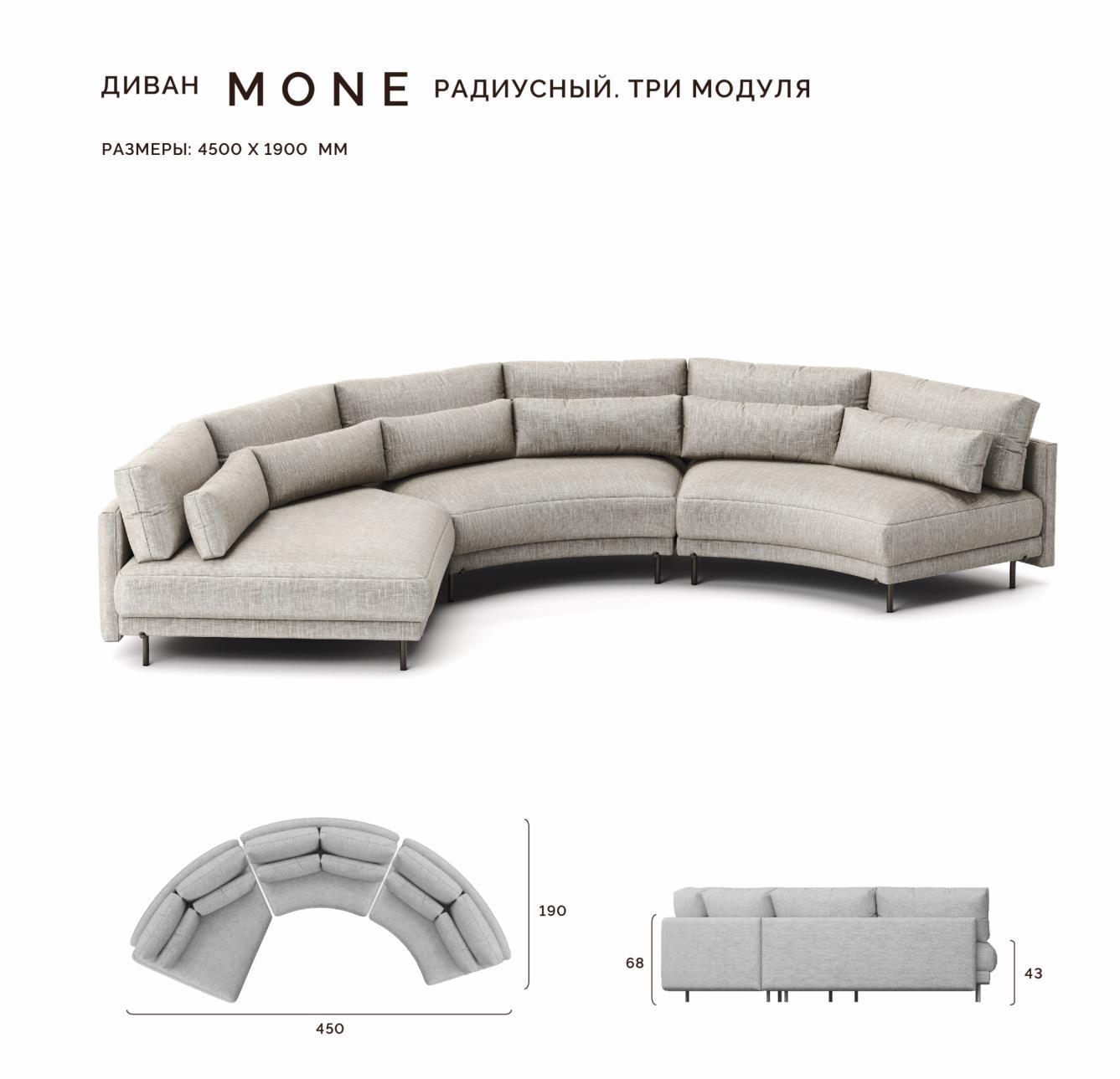 Техническая карта Mone с видами и размерами